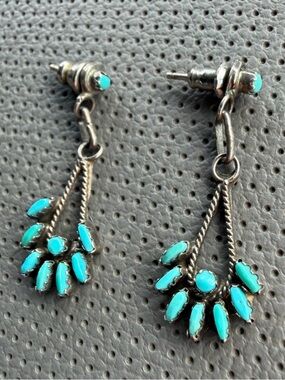 Zuni Sterling Silver and Turquoise Earrings - Women's Southwestern Style